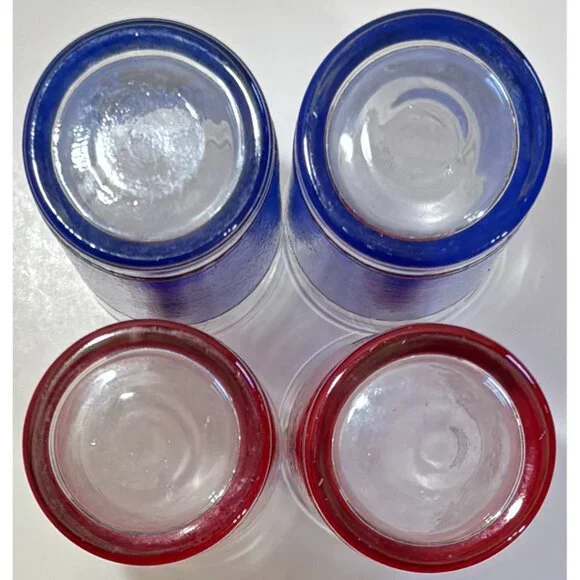 4 Vintage Patriotic Golden Eagle Collins Collectible Glasses Red Blue Americana - Picture 6 of 6